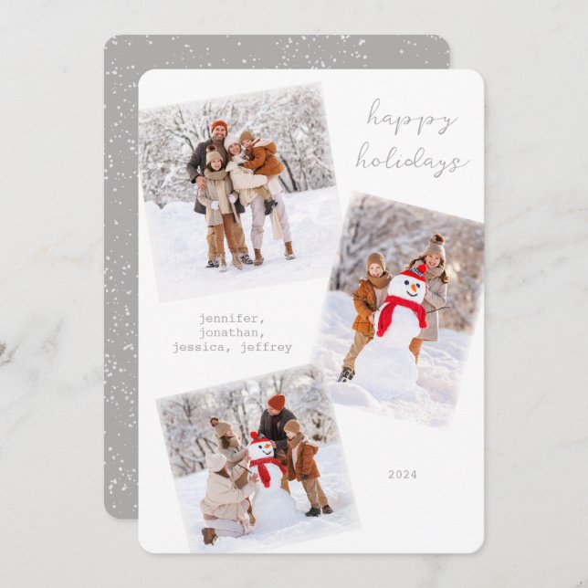 White Winter Merry Christmas Photo Card (Front/Back)