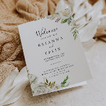 White Winter Peony Floral Folded Wedding Programme<br><div class="desc">This white winter peony floral folded wedding program is perfect for a modern wedding. The design features beautiful hand-drawn white peonies bunched into neat bouquets with burgundy buds and green leaves.

Include a quote or short message,  order of service,  wedding party and thank you message.</div>