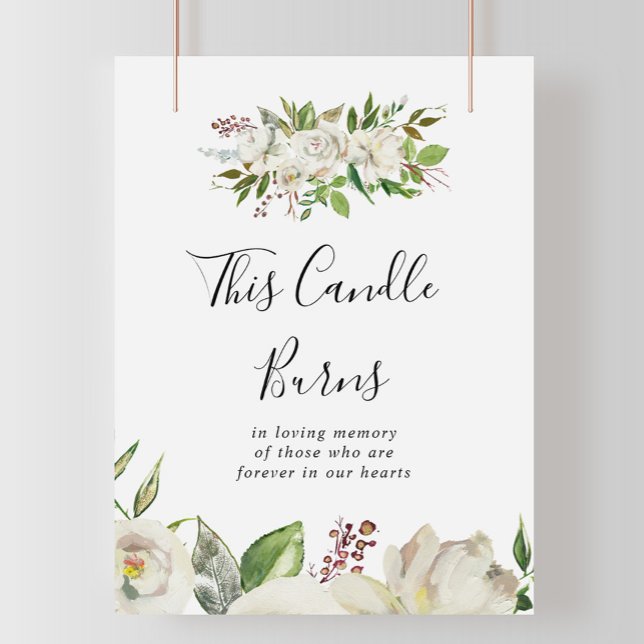 White Winter Peony Floral This Candle Burns Sign (Creator Uploaded)