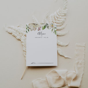 White Winter Peony Floral Wedding Advice Card