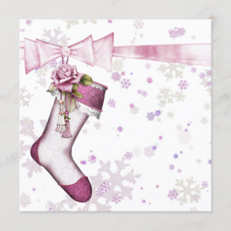 White Winter Pink Snowflakes Baby Shower Invitation