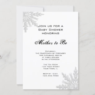 White Winter Snowflake Baby Shower Invitation