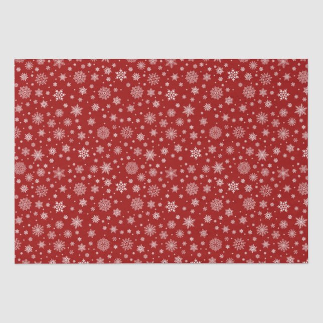White Winter Snowflake Bright Red Tissue Paper (Front)