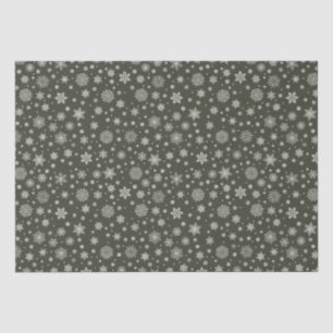White Winter Snowflake Dark Pine Green Tissue Paper