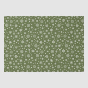 White Winter Snowflake Olive Green Tissue Paper