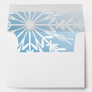 White Winter Snowflake on Blue Envelopes