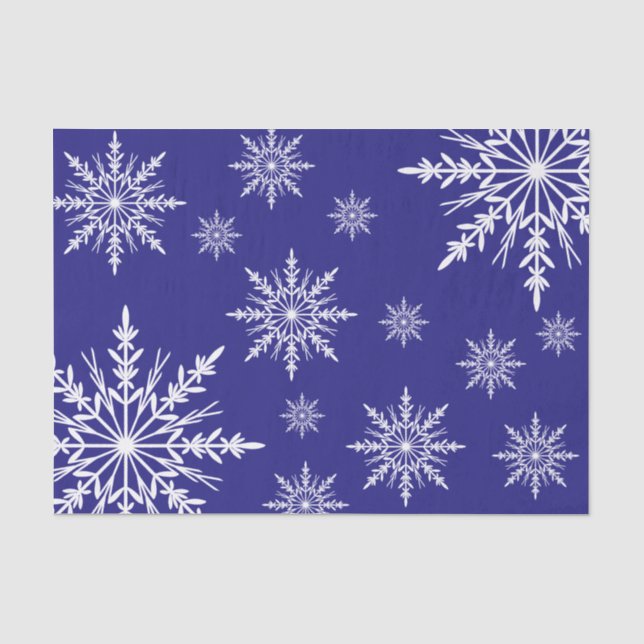 White Winter Snowflakes on Blue Tissue Paper (Front)
