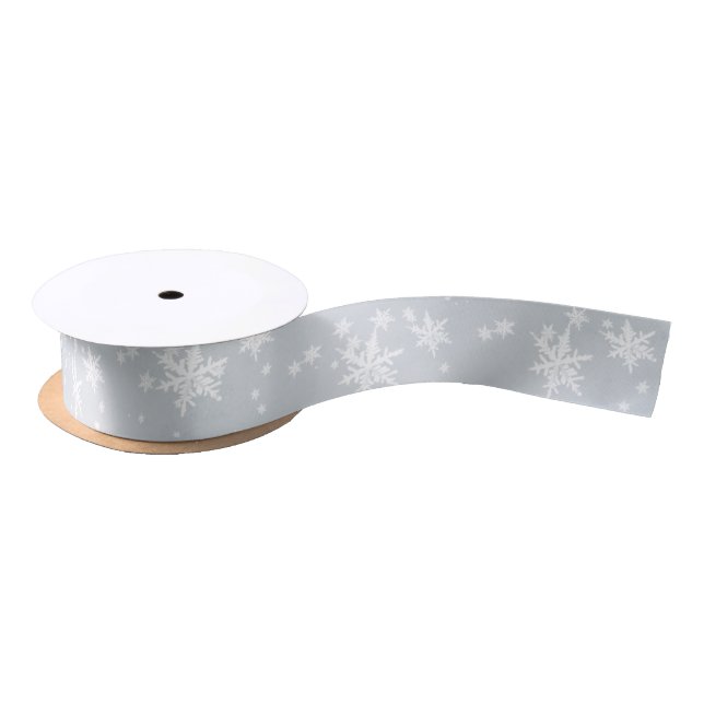 White Winter Snowflakes Satin Ribbon (Spool)