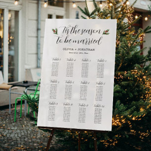 White Winter Wedding Seating Chart Acrylic Sign
