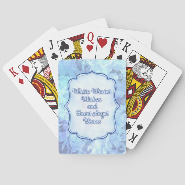 White Winter Wishes & Snow Angel Kisses Whimsical Playing Cards (Back)