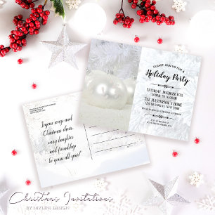 White Winter Wonderland Christmas Party Invitation Postcard