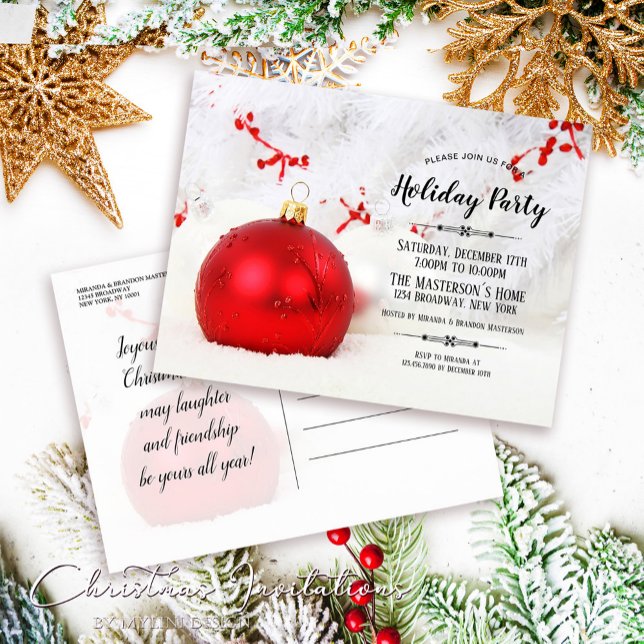 White Winter Wonderland Holiday Party Invitation Postcard (Creator Uploaded)
