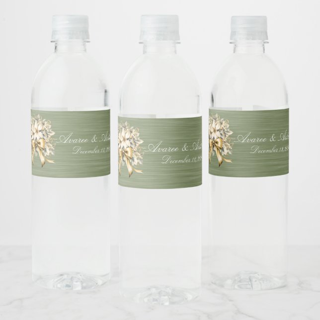 White Winterberry Wedding Invitation Water Bottle  Label (Bottles)