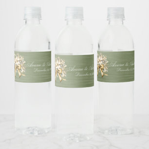 White Winterberry Wedding Invitation Water Bottle Water Bottle Label