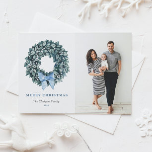 White Winterberry Wreath Season's Greetings Photo Holiday Postcard