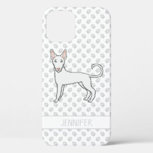 White Wire Haired Ibizan Hound Cartoon Dog & Name iPhone 12 Case