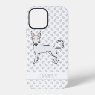White Wire Haired Ibizan Hound Cartoon Dog & Name iPhone 12 Case