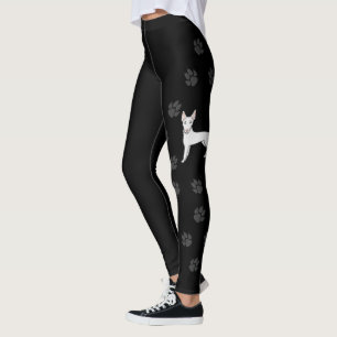 White Wire Haired Ibizan Hound Cartoon Dog & Paws Leggings