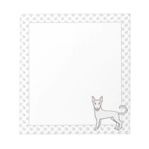 White Wire Haired Ibizan Hound Cartoon Dog & Paws Notepad