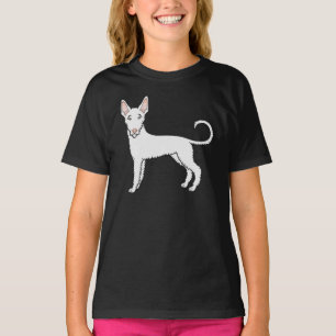 White Wire Haired Ibizan Hound Cute Cartoon Dog T-Shirt