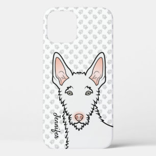 White Wire Haired Ibizan Hound Dog Head & Name iPhone 12 Case