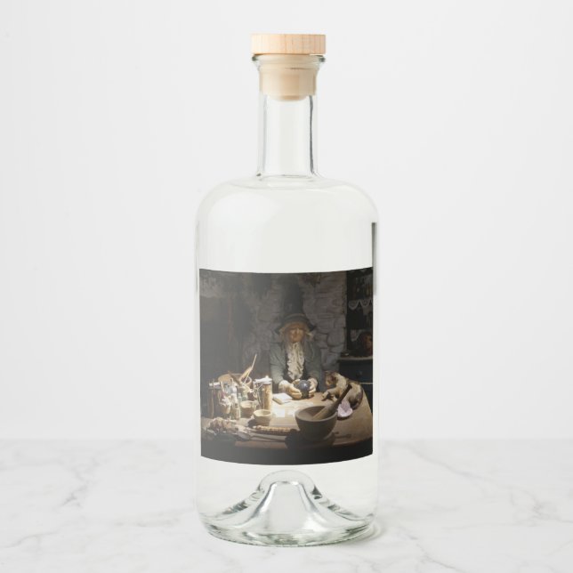White Witch's Kitchen Museum, Witchcraft & MAGICK Liquor Bottle Label (Front)