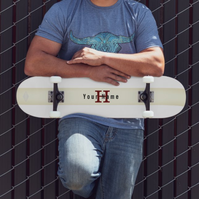 White with band Initial and Name HAMbyWG Skateboard (Outdoor 3)