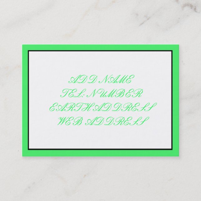 White with Black and Green Frame Business Card (Front)