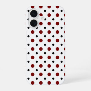 White with black and red polka dots iPhone 16 case