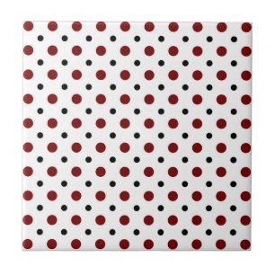 White with black and red polka dots tile