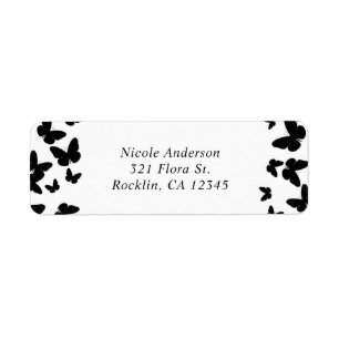 White with Black Butterflies Party Invitation