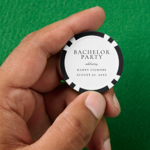 White With Black Classic Mens Bachelor Party Poker Chips