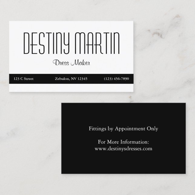 White with Black Contact Bar Business Card (Front/Back)