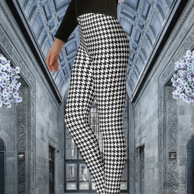 White With Black Houndstooth Pattern Leggings (Creator Uploaded)