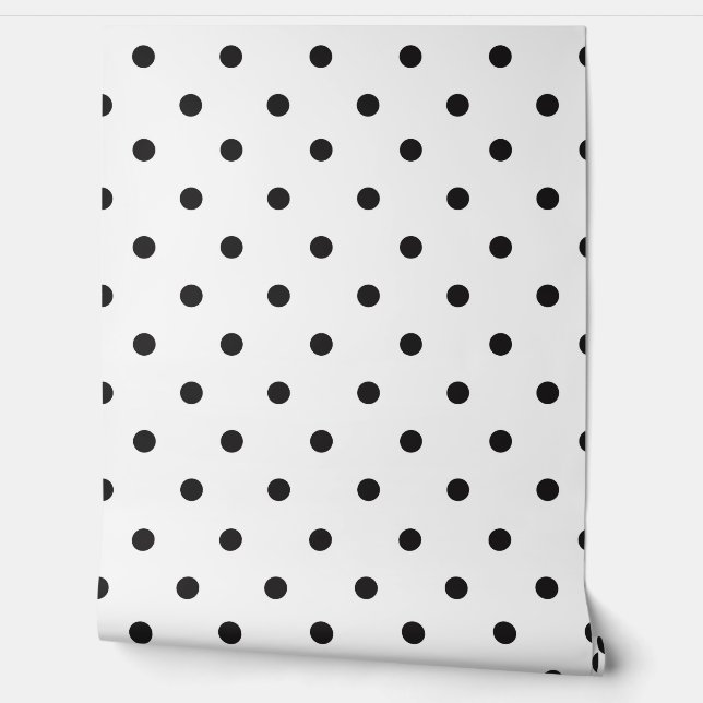 White With Black Polka Dots Modern Wallpaper (Unrolling)