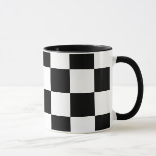White with Black Square Pattern 11 oz Combo Mug