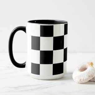White with Black Square Pattern 15 oz Combo Mug