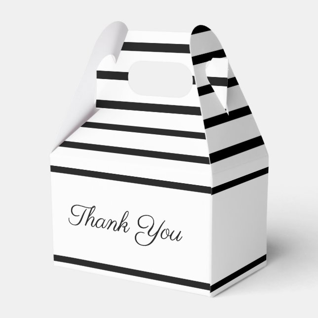 White with Black Stripe Accented Favour Box (Back Side)