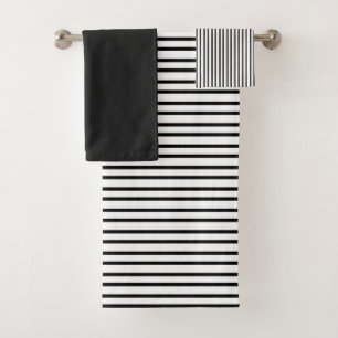 white with black stripes bath towel set