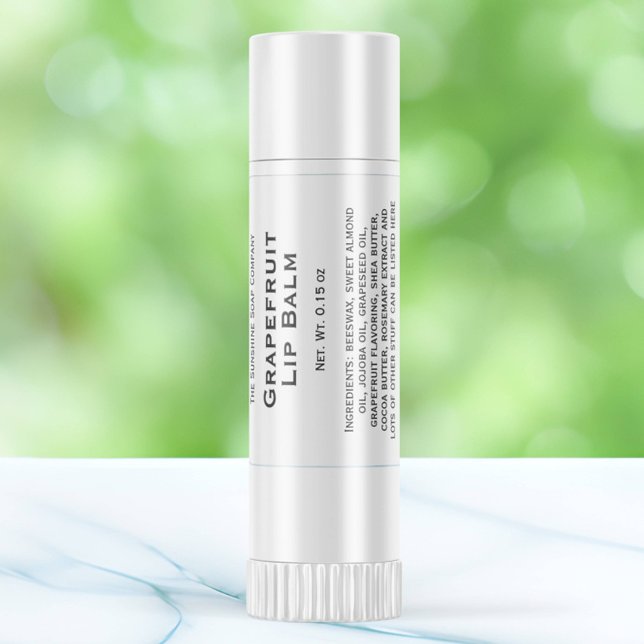 White with black text lip balm tube label (Creator Uploaded)