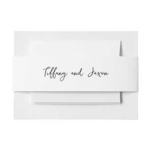 White with Black Text of Your Choice Invitation Belly Band