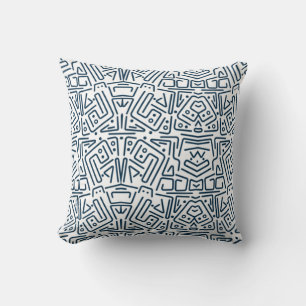 white with blue rounded lines cushion