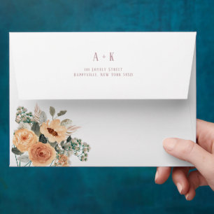 White with blush pink type, Elegant floral Envelope