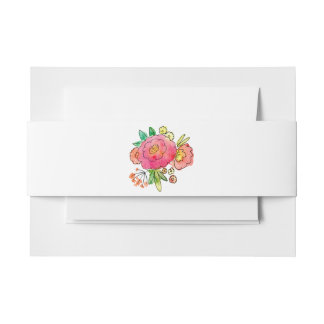 White with Colourful Watercolors Belly Band Invitation Belly Band