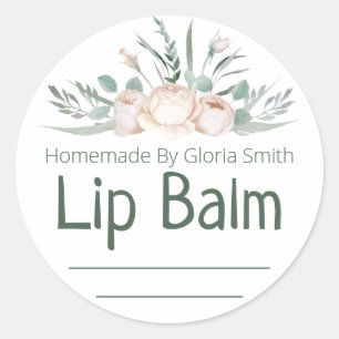 White With Flowers Lip Balm Labels With Lines