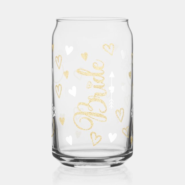 White with Gold Glitter Bride engagement rings  Can Glass (Left)