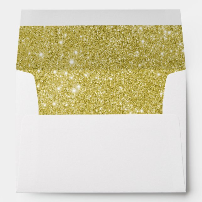 White with Gold Glitter Lined Envelope (Back (Bottom))
