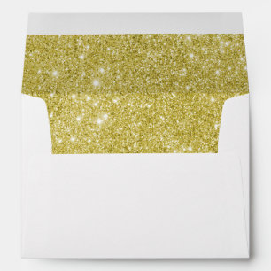 White with Gold Glitter Lined Envelope