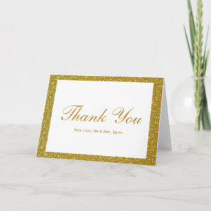 White with Gold Picture Frame Thank You Card
