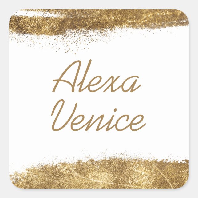 White with Gold Square Sticker (Front)